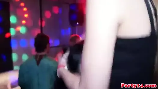 Gushing amateur eurobabes party hard in club