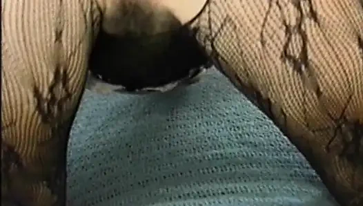 Hairy blonde French bitch rides huge black shaft