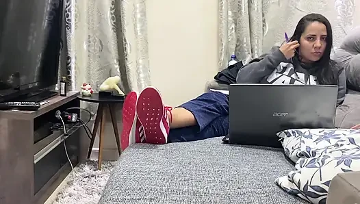 Kiffa Ignores Foot Slave While He Licks Her Sneakers Clean