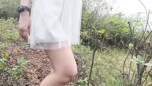 Thai Girl Walking Masturbation in the Jungle Thai Outdoor Public