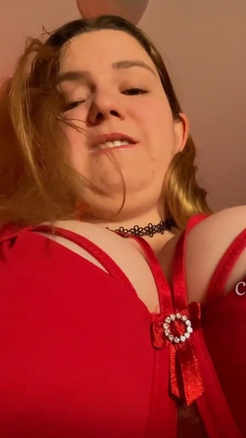 Emotional moment from "Domme Marie Rides - POV Three BBW Orgasms - 38G Red Torpedo Bra and Hitachi Magic Wand"
