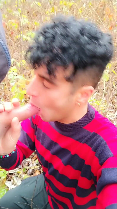 Taking friends cum on face in the park - sucking cock outdoor | Clip 1