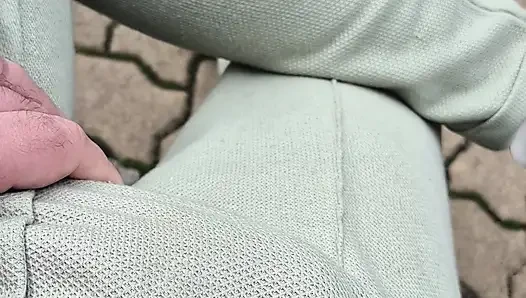 Bulgarian fat cock gets hard on a public park bench