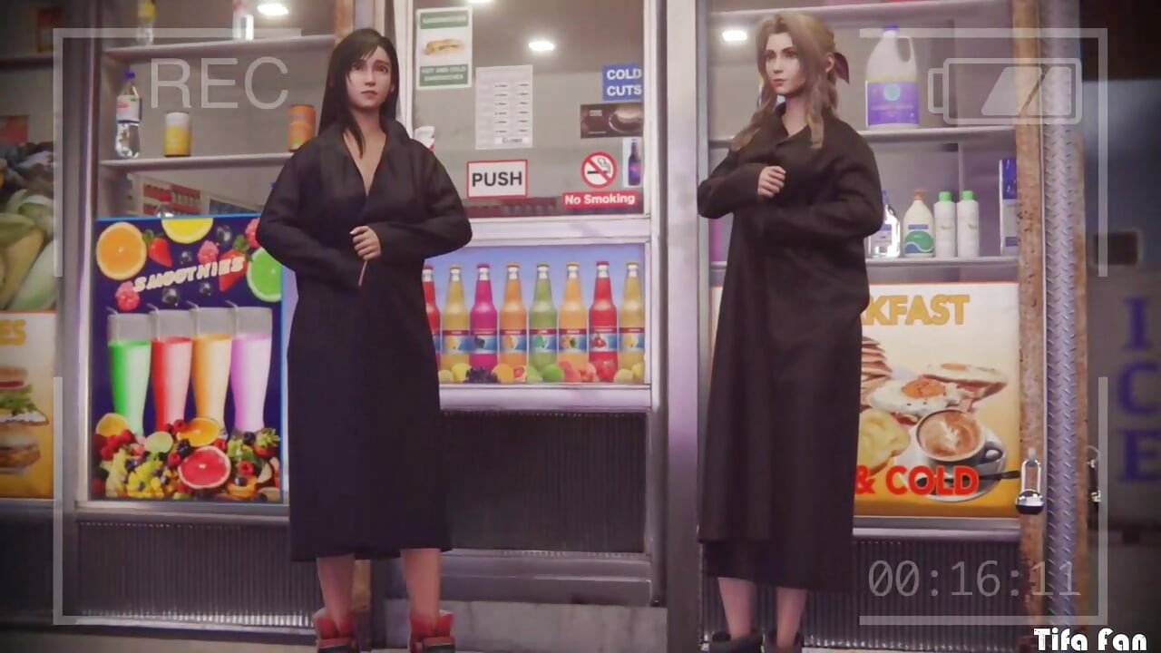 Tifa Lockhart and Aerith Gainsborough raising funds for Avalanche. Holone