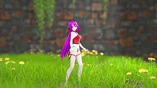Une Chinoise modèle 22 se déshabille, hentai MMD 3D, couleur de cheveux violette Modifier Smixix