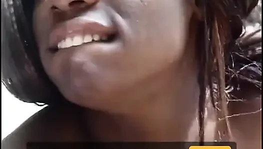 Horny ebony lifeguard gets fucked doggy style on a bench