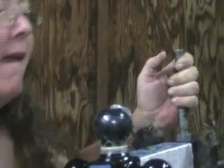 BBW Ashley cums on ball hitch