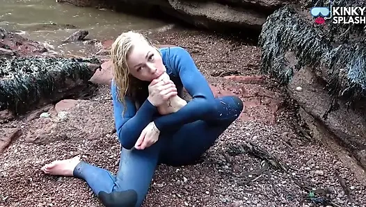 Salty Wetsuit Toe Sucking Slut