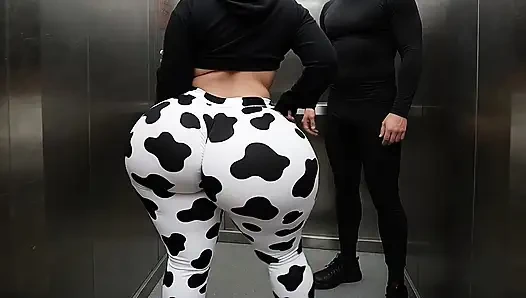 Big Ass Cousin in Cow Print Leggings Teasing Me
