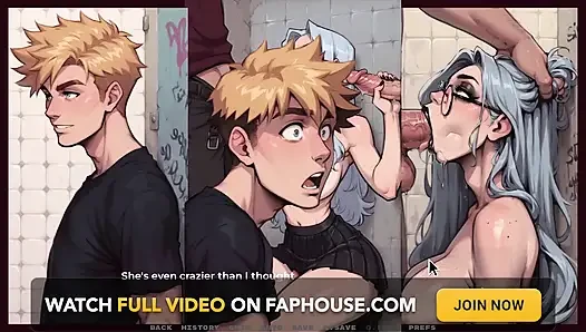 My New Girlfriend [ Taboo Hentai Game ] Ep.40 Goth Girl Blowbang in the Toilet!