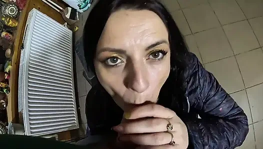 Cameltoe MILF Twerks in Jeans - Blowjob & Cum All Over My Puffy Jacket 334