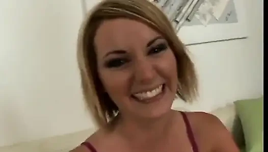 Big cock gets sucked by a lovely young blonde girl POV style