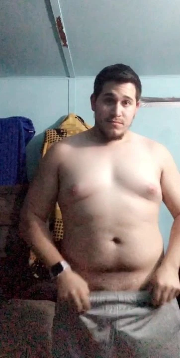 Young Papi strip and stroke cock