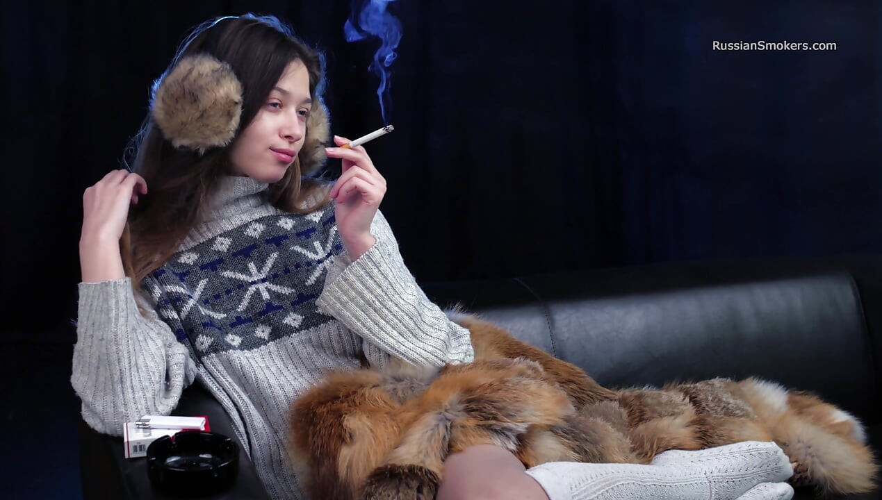 Seductive Russian Dream Smoking Cigarette Outdoor Escape