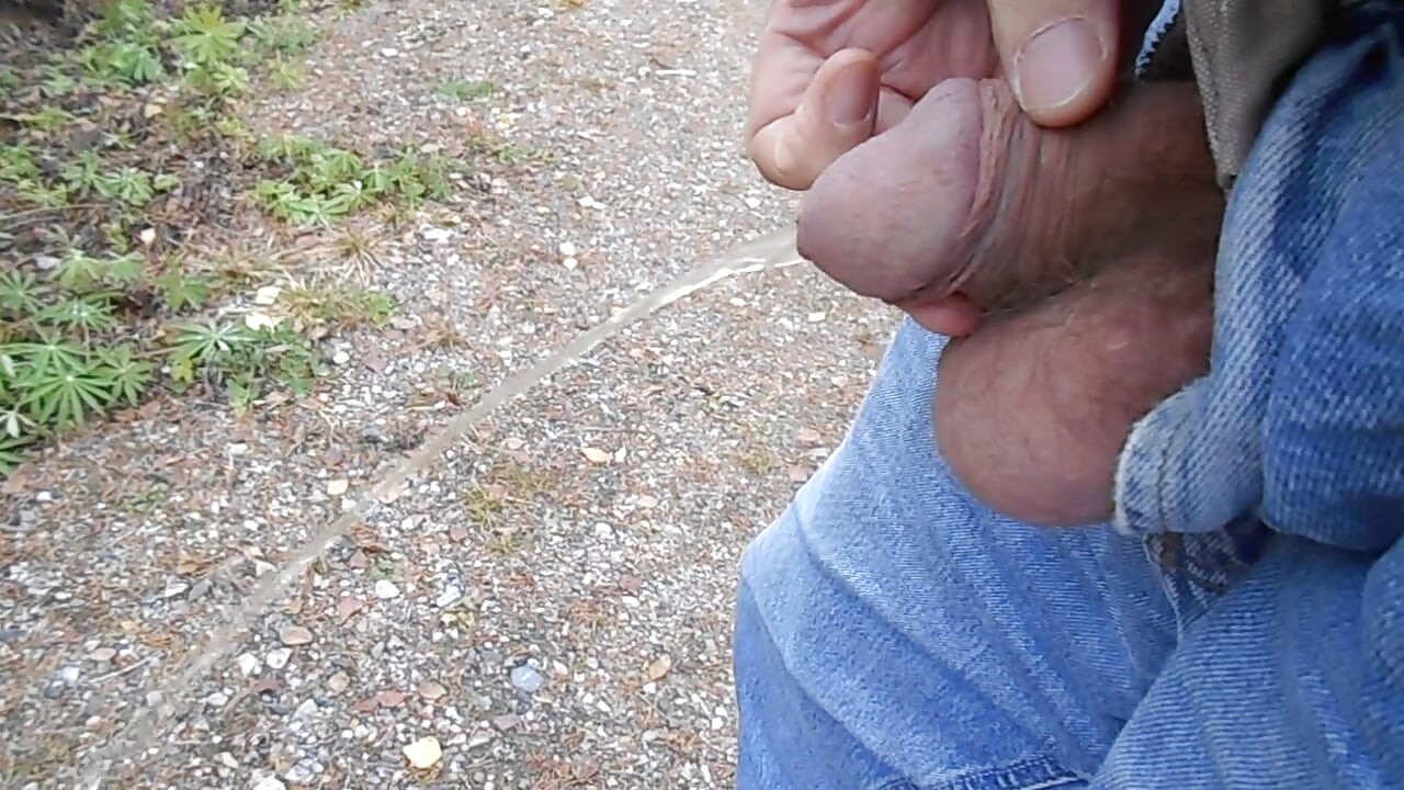 Me outdoor pissing with uncut dick