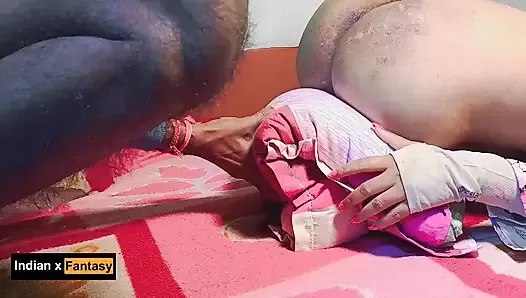 Hindi dirty talking couple watching porn videos and hard anal sex to her girlfriend