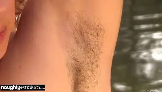 NAUGHTYNATURAL - Hairy Amateur Leona XXX River Solo and Outdoor Water Tease
