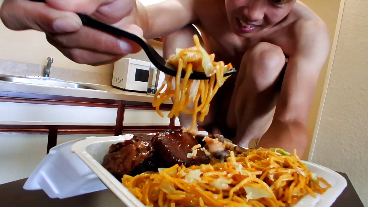 Clean my big cock then enjoy this cum drizzled Chinese takeout