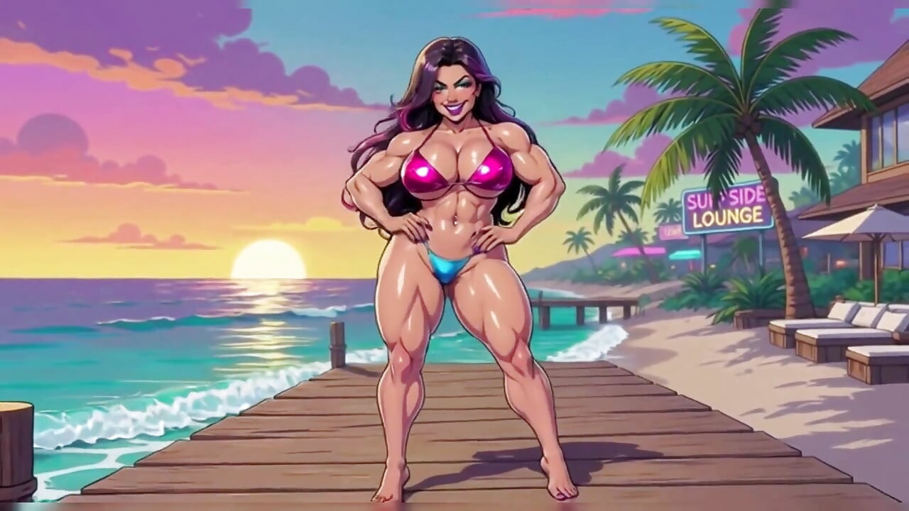 Devojke sa velikim sisama na plaži (ai)
