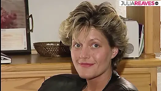 Blonde girl finger fucks with a dildo while lover watches