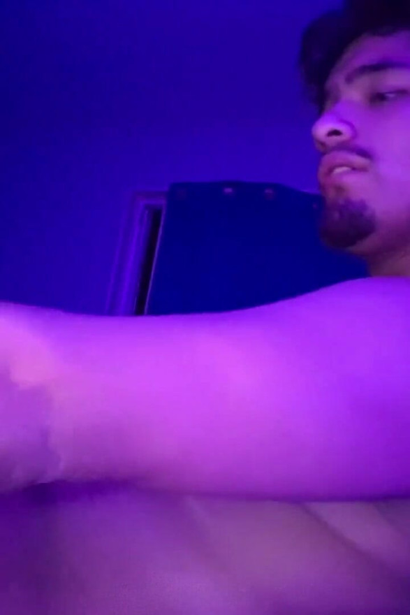 Jerking My Uncut Cock While Inflating My Belly