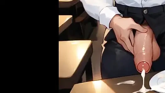 Black Waiter Sucks the Dicks of Customers and Kitchen Colleagues in Front of Everyone. Slide Pics Compilation Hentai