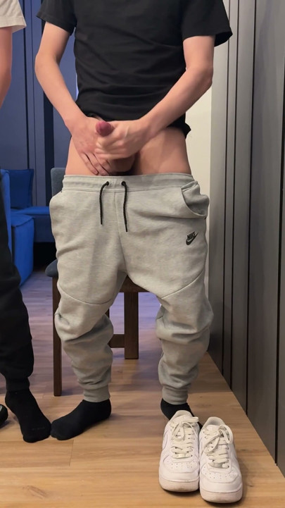 Two lads jerk off uncut dick and cum | Clip 1
