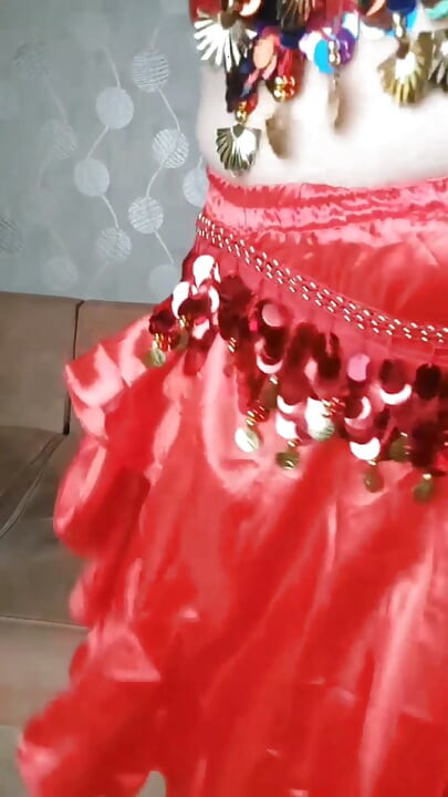 Belly Dancer Femboy in Red Seductive Dress