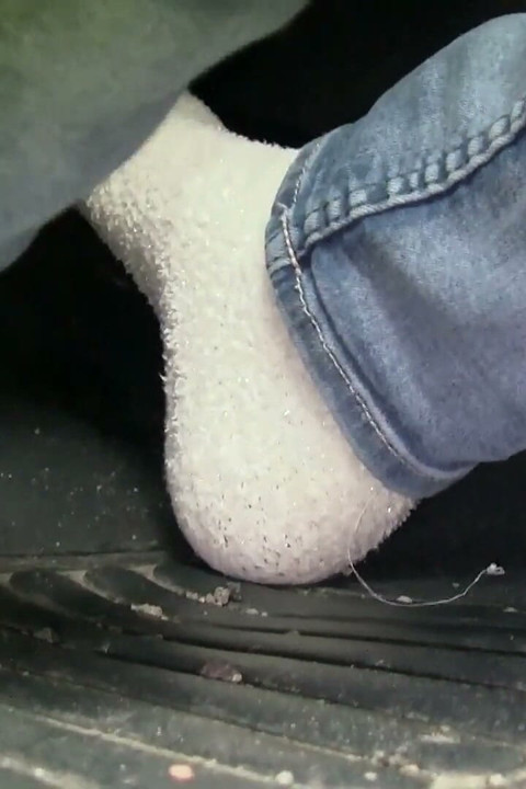 Pedal Pumping and Driving Just in White Terry Socks