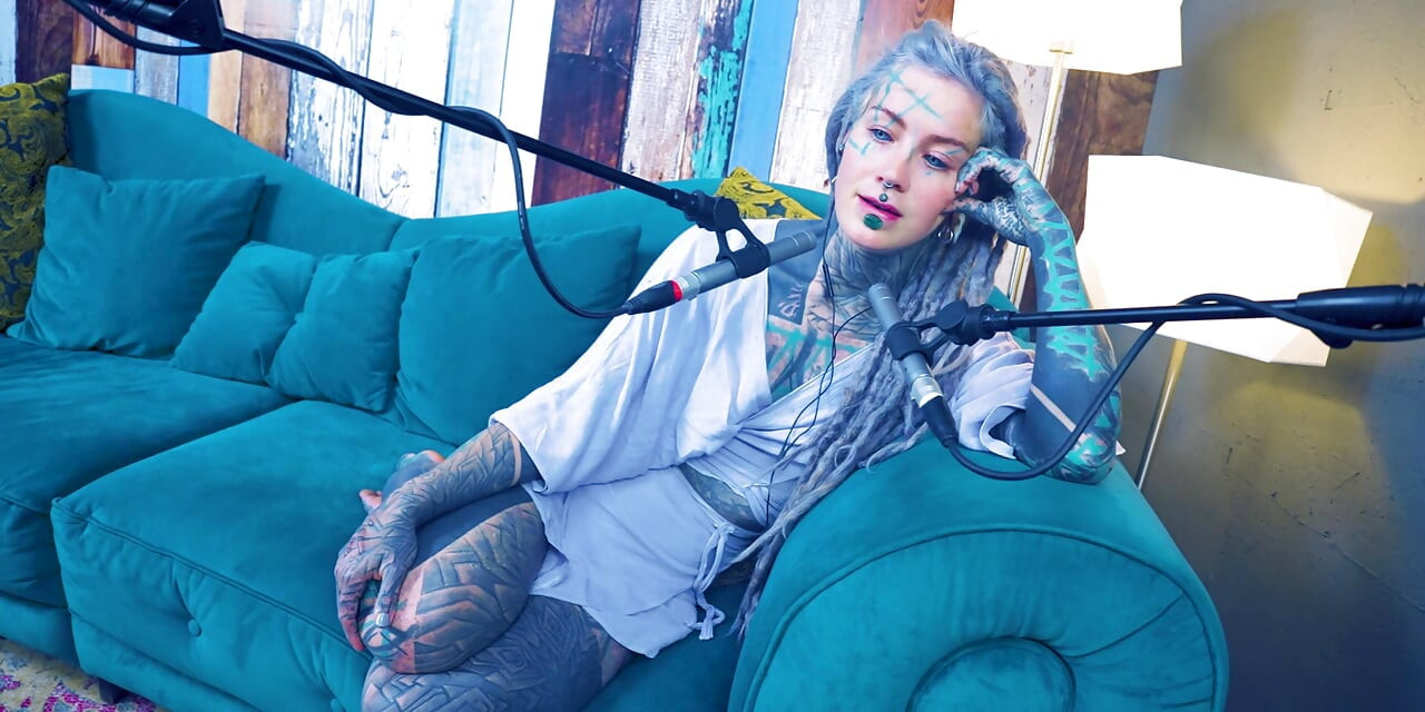 I talk about S - Shame - ASMR podcast SFW talking goth skinny girl dreadlocks tattoo model inked girl