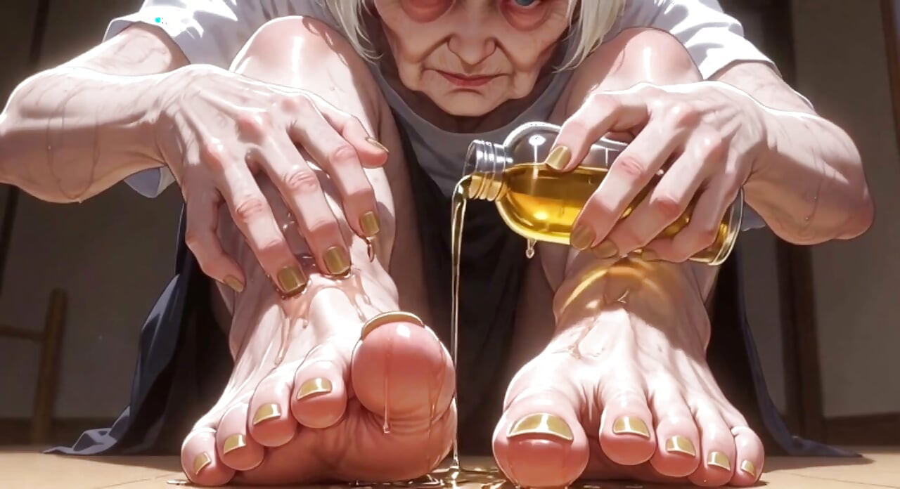 87살 할머니 관능적인 발 오일 마사지 - 화려한 발과 손톱