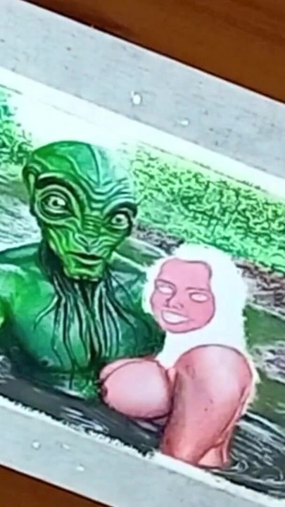 Key moment from "Erotic Art Or Drawing Of Sexy Indian Desi Bhabhi in Love With an Extraterrestrial Alien"