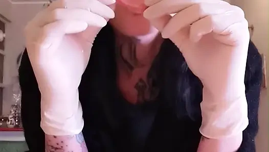 i'm hungry now eating salmon WHITE LATEX GLOVES GODDESSLOLLI