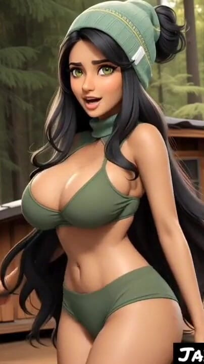 Powerful moment from "Indian Jaya Anjali near a wood house (Ai model)"