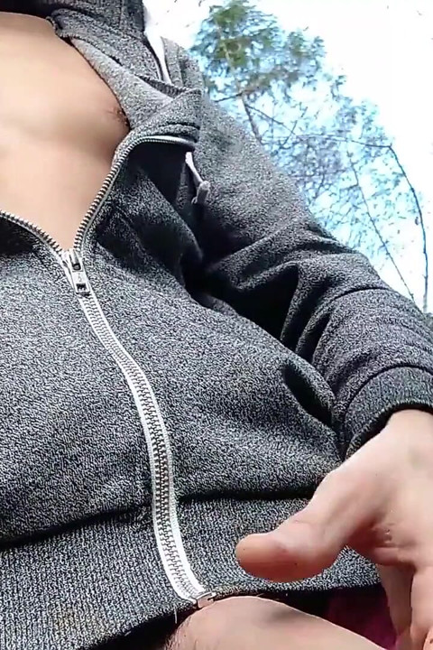 Handsome Boy Masturbates in the Park and His Big Cock Cums Like a Fountain