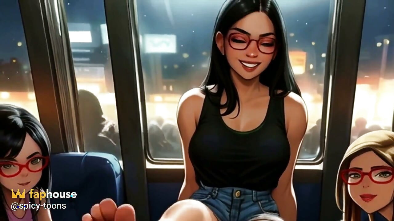 Lin's Friends Help Drain Your Cock on the Bus