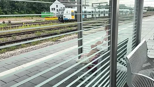 Horny slut makes it on the train track