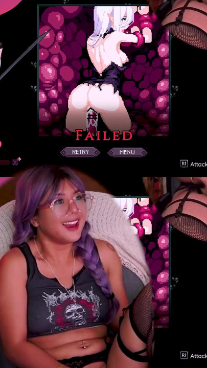 CUTE PURPLE HAIRED GIRL TRIES TO BEAT HENTAI BOSS FIGHT | Clip 1