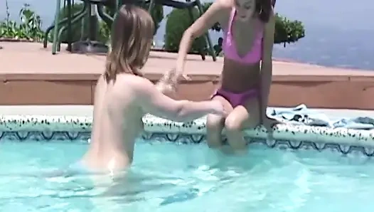 Wet Lesbian Pool Licking Frenzy - Tongues Deep in Dripping Slits