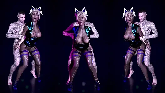 В Ночном Клубе Горячую Мулатку Трахают Большим Белым Членом