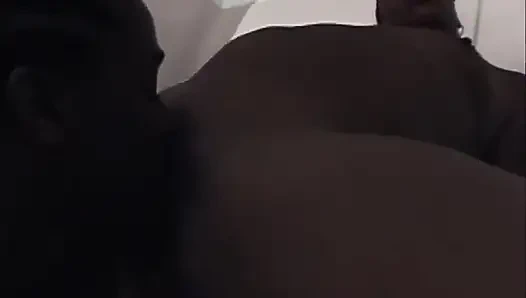 Black pussy fucking in the bathroom after pussy shaving