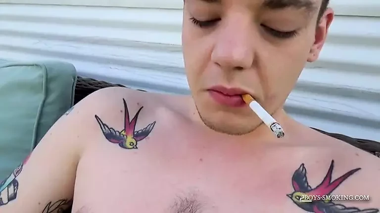 Horny Ryan Fields Smoking Butt While Stroking His Cock