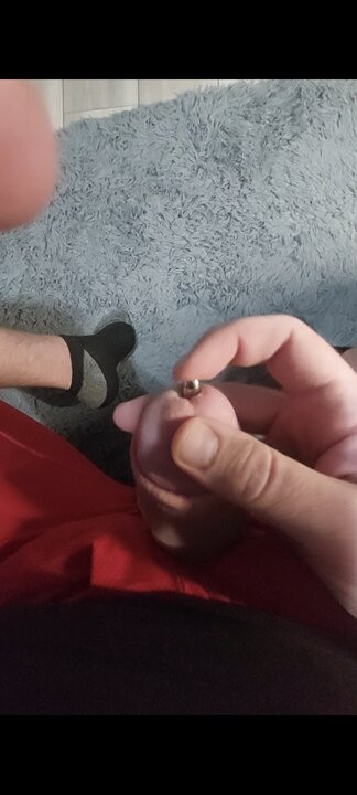 Cumming with thick sounding rod inside cock