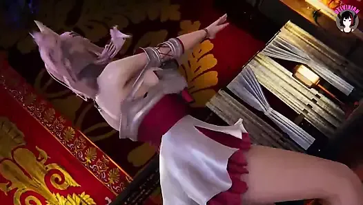 Fille chat asiatique rose sexy - danse en robe sans culotte