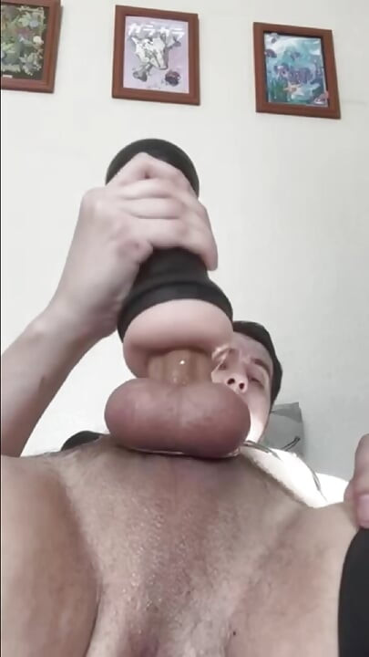Smooth Horny Guy Takes a MASSIVE Dildo Deep in His Ass in a Submissive Bondage Outfit