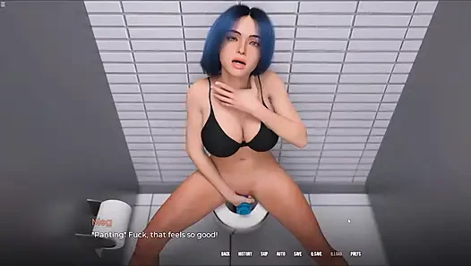 Finne erwischt sexy mädchen beim masturbieren der muschi mit sex-spielzeug in der toilette