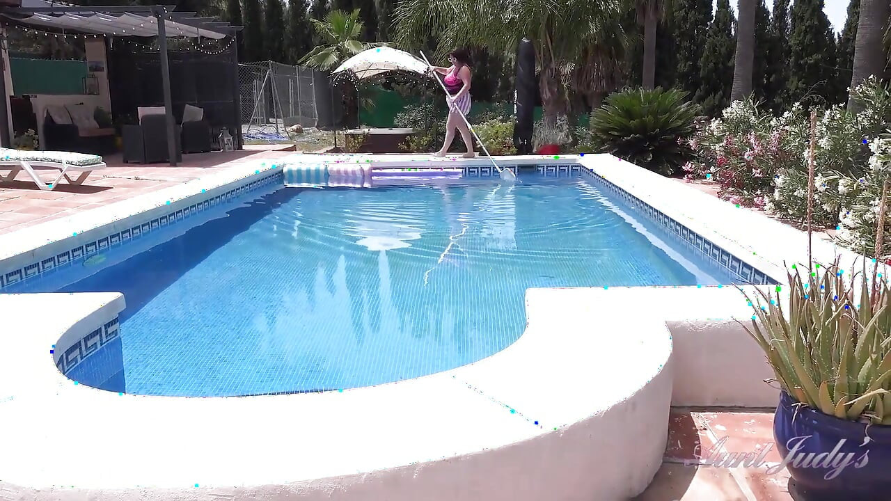 Auntjudys - Busty Redhead MILF Jojo Robinson Goes Skinny Dipping in the Pool