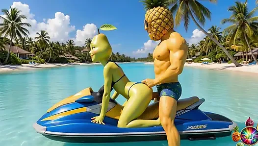 Bölüm 4 - sevimli ananas kızı ve tatlı avokado adam nazik tropikal anları paylaşıyor yapay zeka hentai