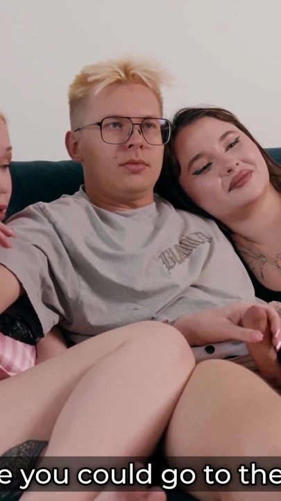 Step Sis Gives Her Step Brother a Secret Blowjob Under the Blanket While His Girlfriend Watches the Movie | Clip 2