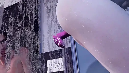 Cewek cosplay pelacur toket besar 3d dientot di kamar mandi